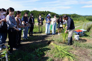 福島県営農再開地域（富岡町）で育成したイネ品種について大川先生から説明