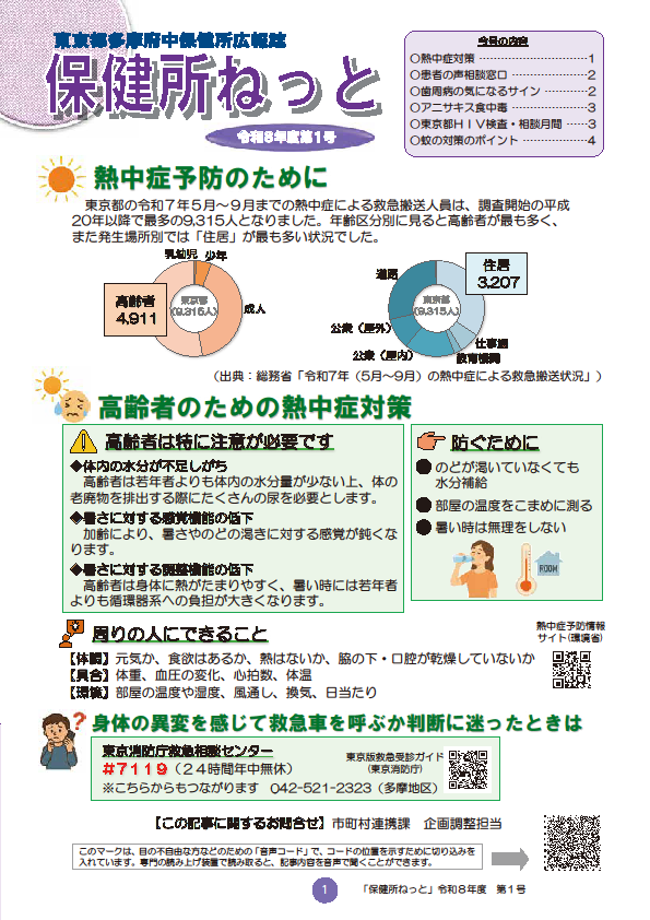 熱中症対策などについて広報（東京都多摩府中保健所）