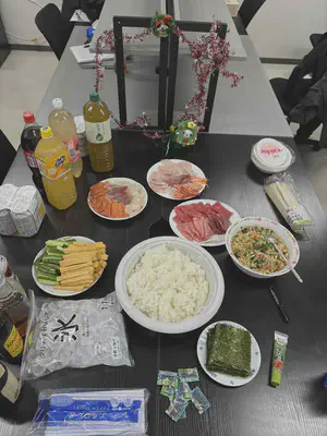 Sushi and fried rice